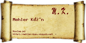 Mehler Kán névjegykártya